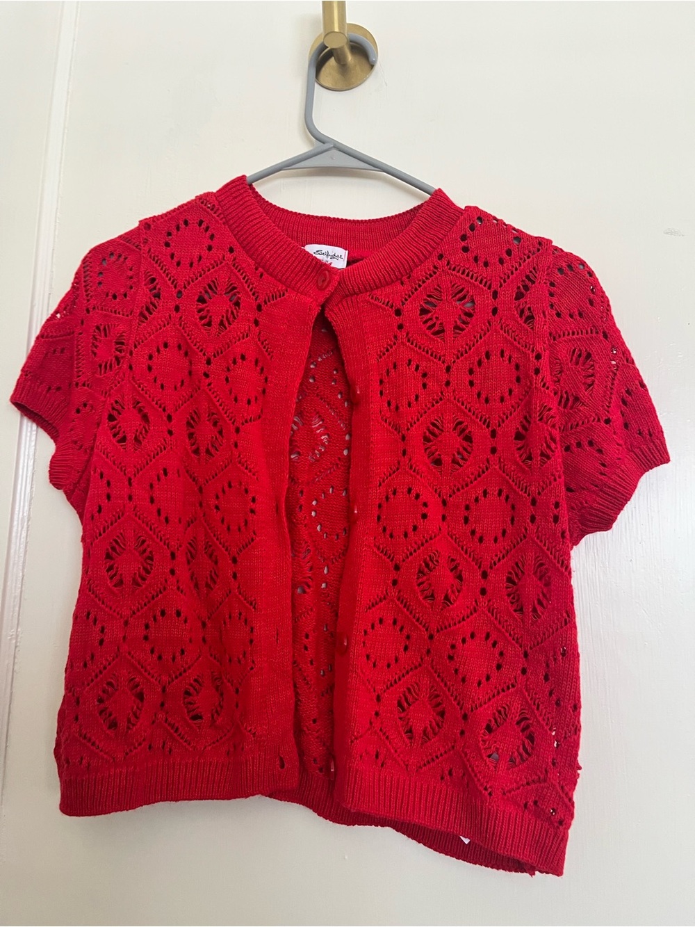 Miss Selfridge Red Openfront Short-Sleeve Knit Cardigan